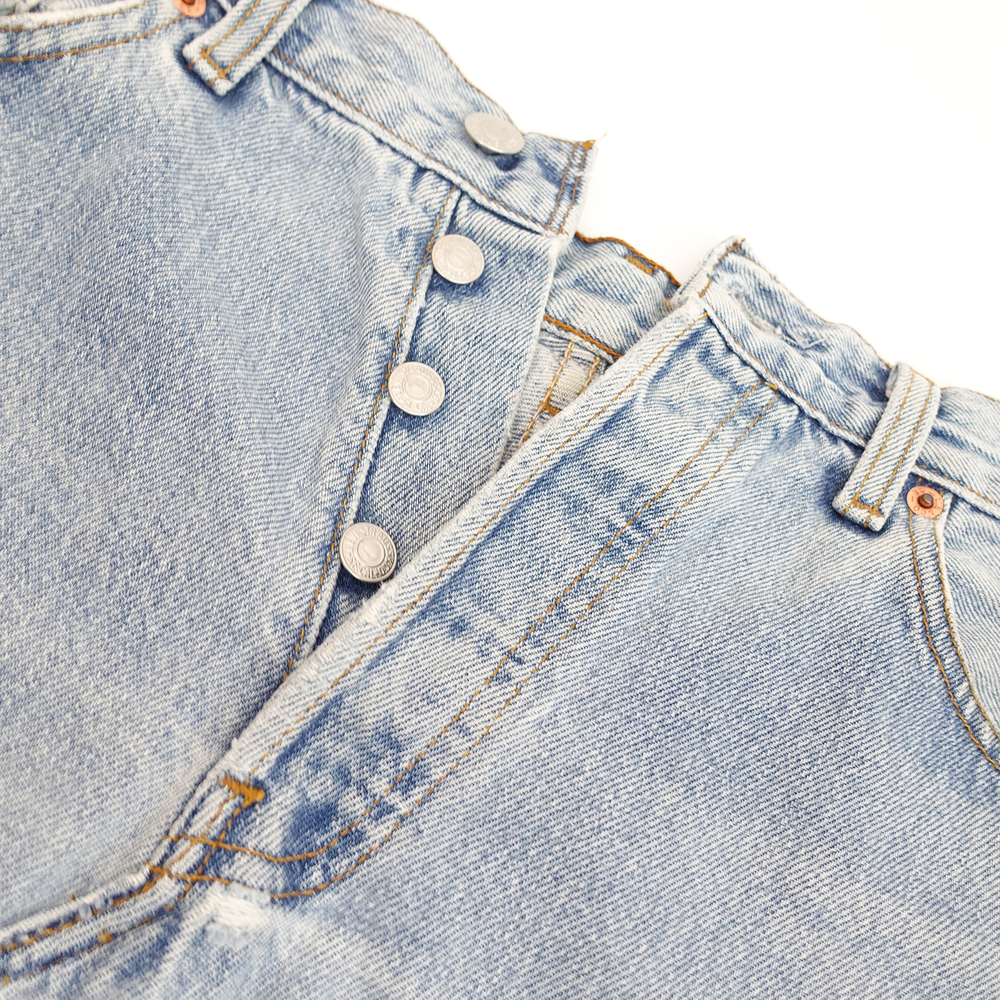 Vintage Levi's High Rise Light Wash Denim Cutoff Mini Skirt - 28 - Picture 7 of 9